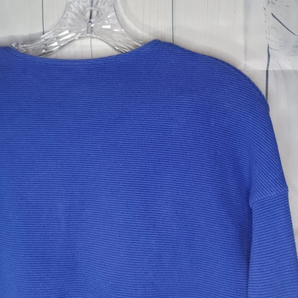 Forever 21 long sleeve blue ribbed cropped pullover casual loungewear top - Picture 6 of 6